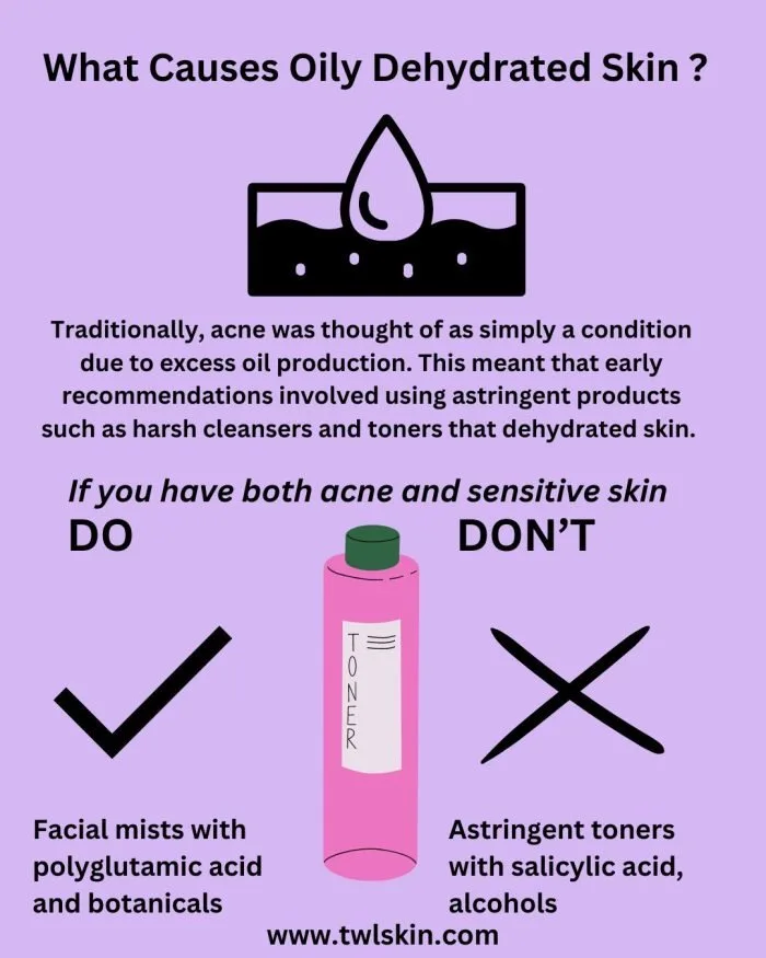 What causes oily dehydrated skin?