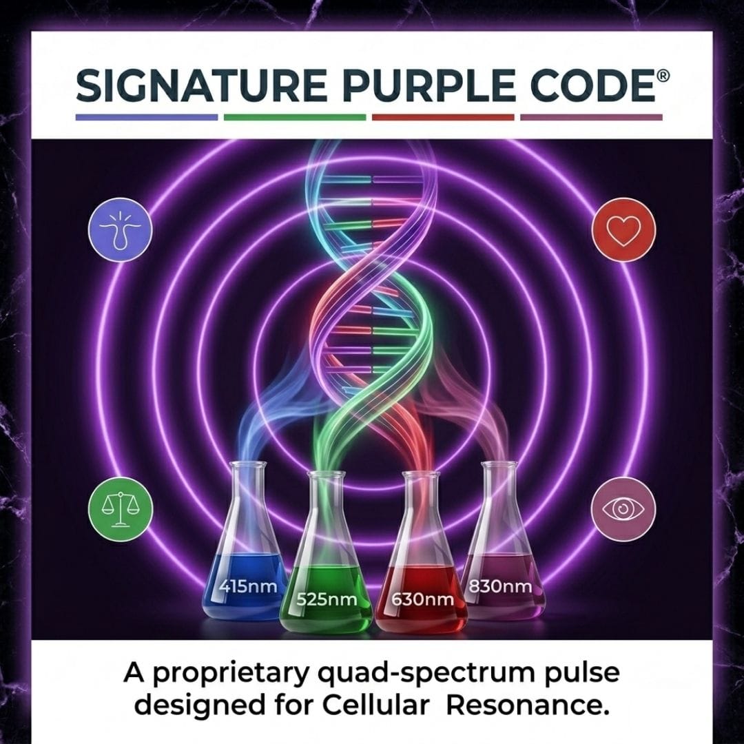 Signature Purple Code Quad-Spectrum Pulse for Cellular Resonance